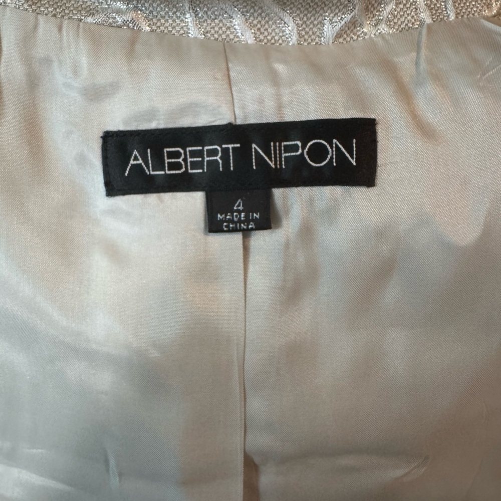 Albert Nipon silver skirt suit 4 - Picture 9 of 11